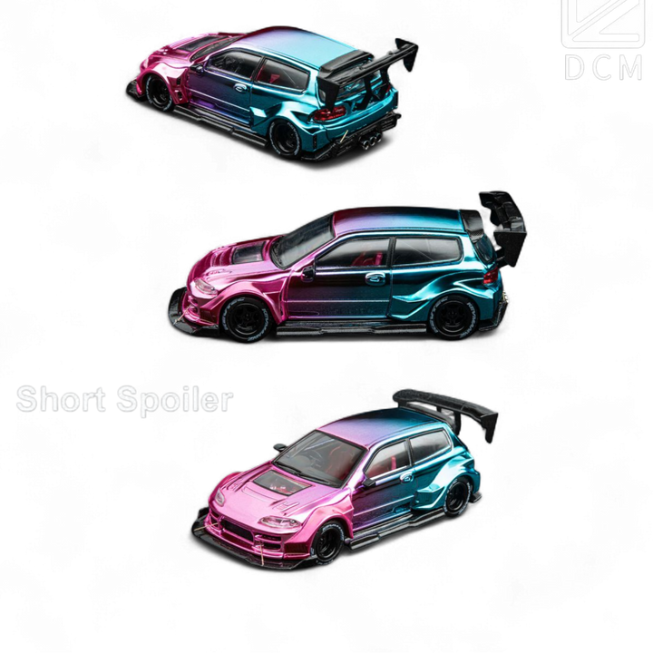 Kevmannz EG6 1996 Hatchback Wide Body - Dazzling Colorful Short Spoiler 1:64 by DCM