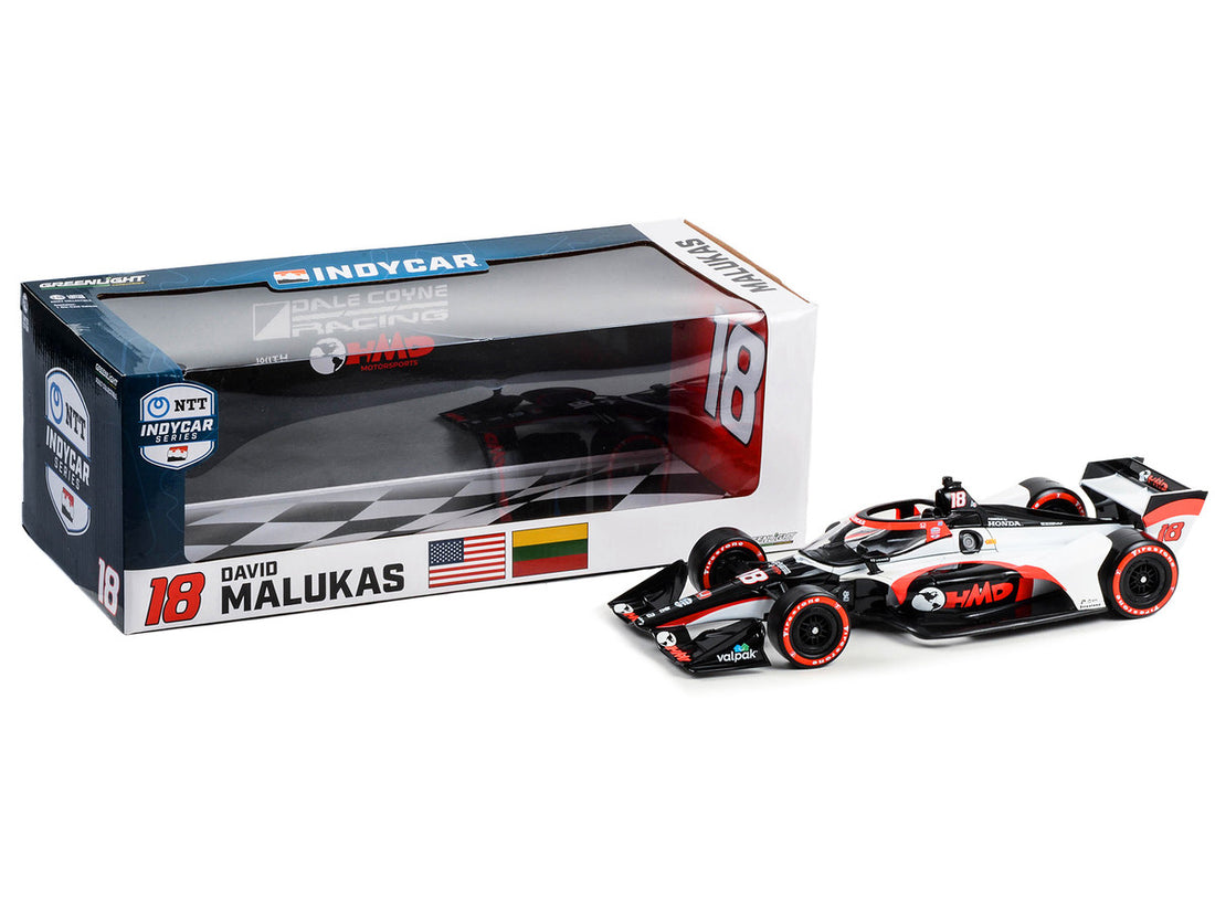 Dallara IndyCar #18 David Malukas "HMD Trucking" Dale Coyne Racing with HMD Motorsports (Road Course Configuration) "NTT IndyCar Series" (2023) 1/18 Diecast Model Car by Greenlight-1
