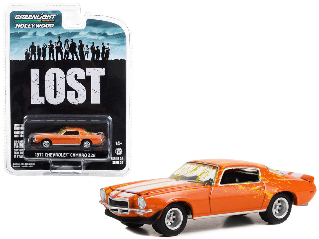 1971 Chevrolet Camaro Z/28 Orange with White Stripes (Dirty Version) "Lost" (2004-2010) TV Series "Hollywood Series" Release 38 1/64 Diecast Model Car by Greenlight-0