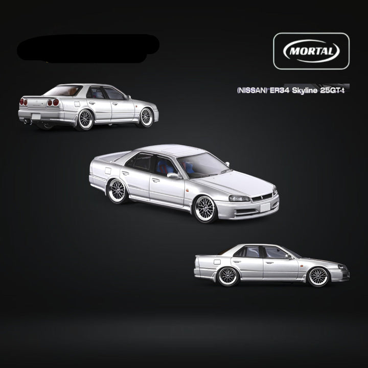 Nissan ER34 SKYLINE 25GT-t AIT Exhibition Model Ordinary Silver 1:64 by Mortal