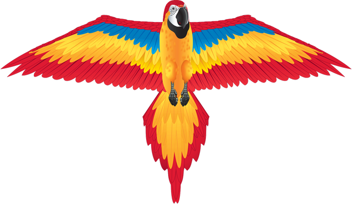 Kite - FantasyFliers Red Macaw Nylon Kite, 70 Inches Wide