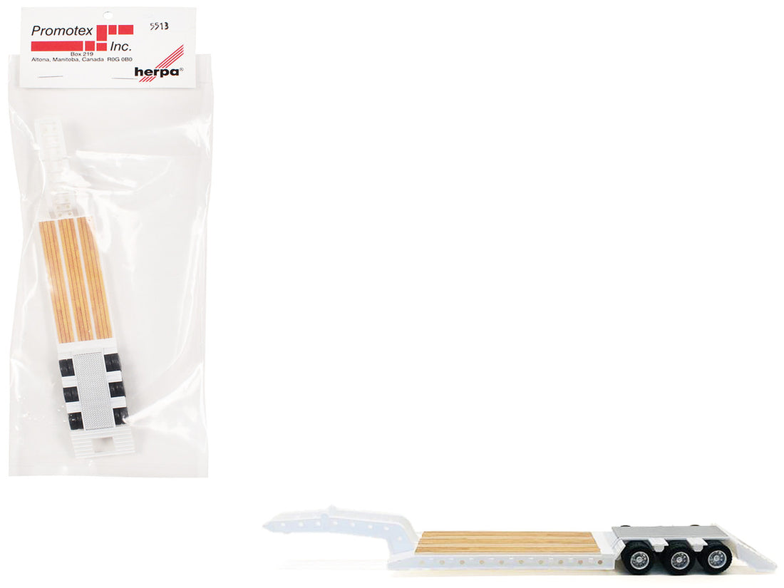 3-Axle Heavy Equipment Lowboy Trailer White 1/87 (HO) Plastic Model by Promotex-0