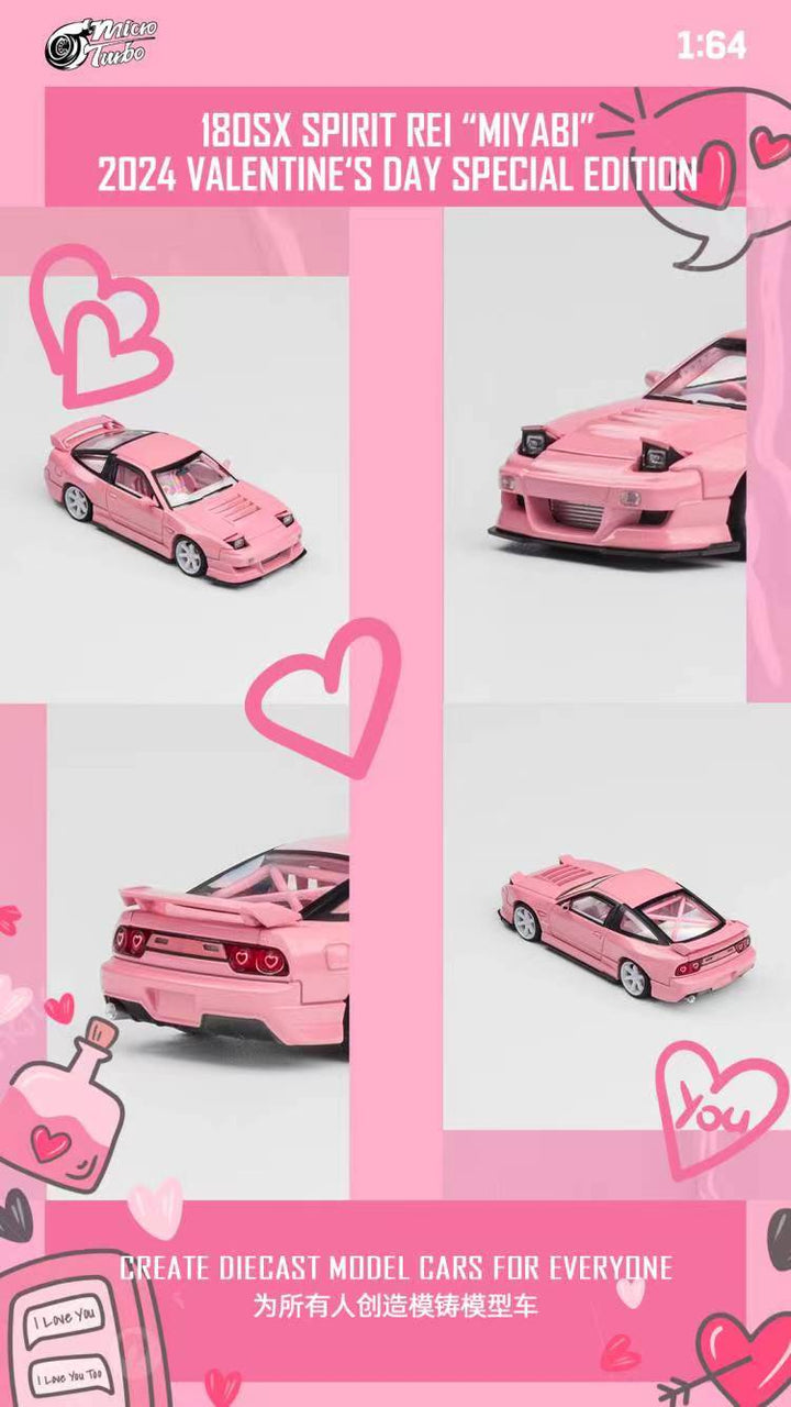 Nissan 180SX Custom Spirit Rei "MIYABI" in Pink 2024 Valentine's Special Edition 1:64 by MicroTurbo Brouchure