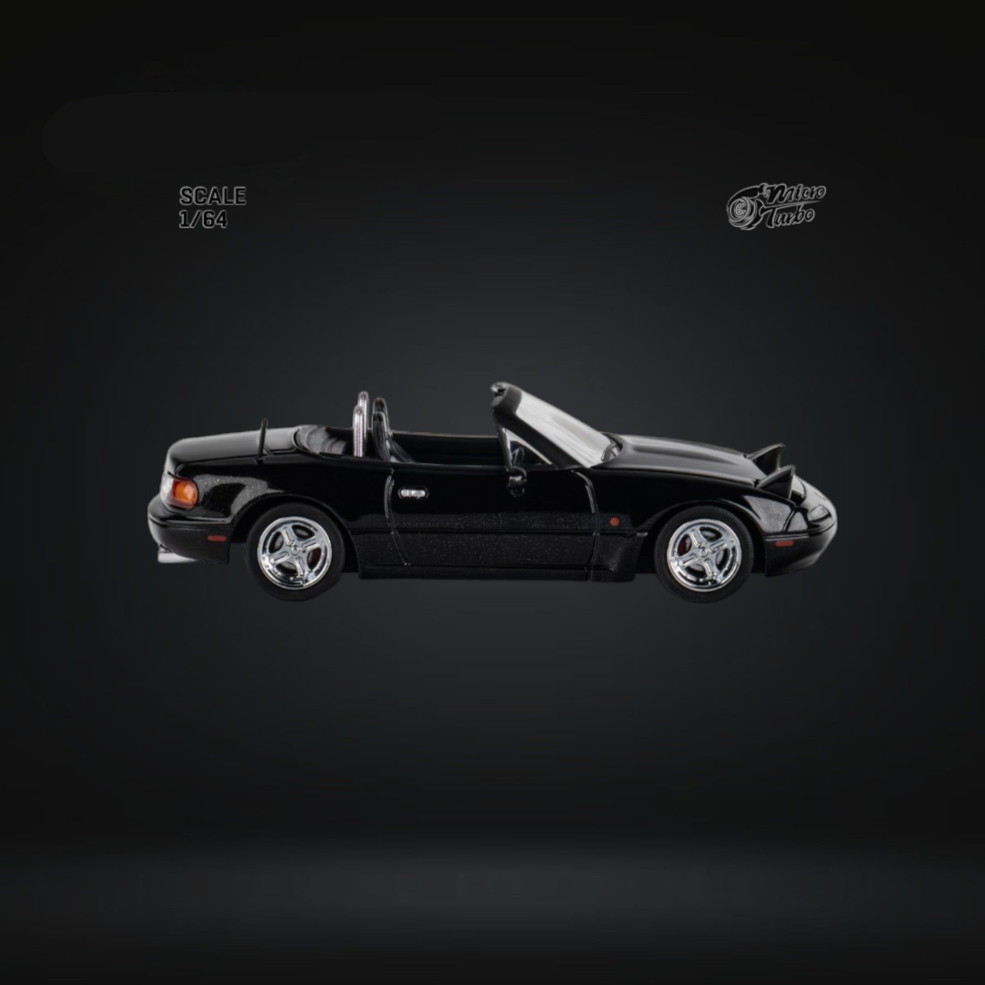 Eunos Roadster MX-5 Customized Metallic Black 1:64 by MicroTurbo Passenger Side View