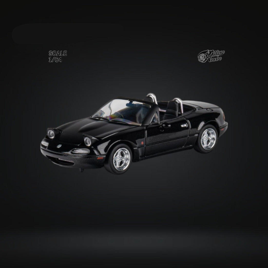 Eunos Roadster MX-5 Customized Metallic Black 1:64 by MicroTurbo Driver Side Front View