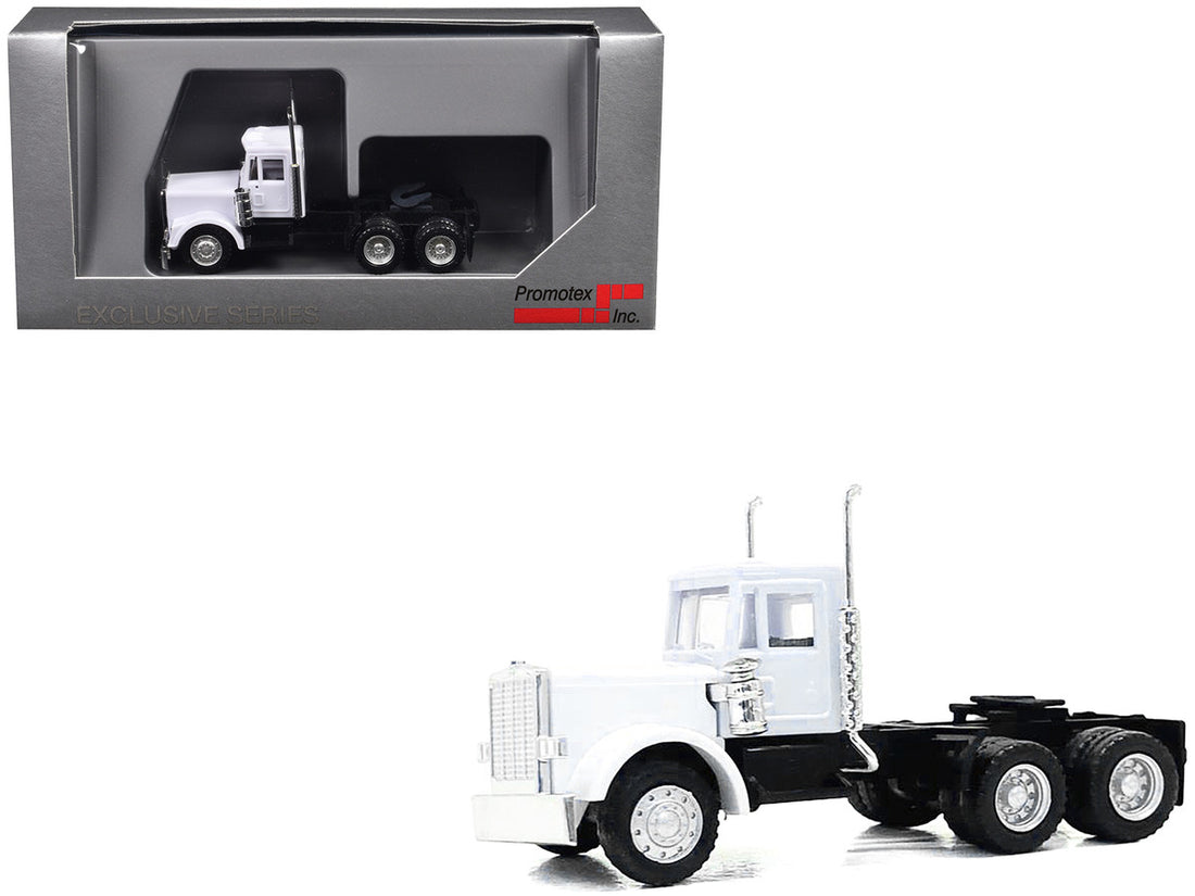 Peterbilt Short Day Cab with Updated Grill White 1/87 (HO) Plastic Model Car by Promotex-2