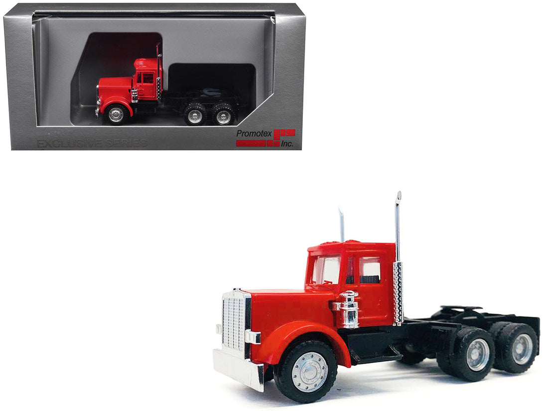 Peterbilt Short Day Cab with Updated Grill Red 1/87 (HO) Plastic Model Car by Promotex-2