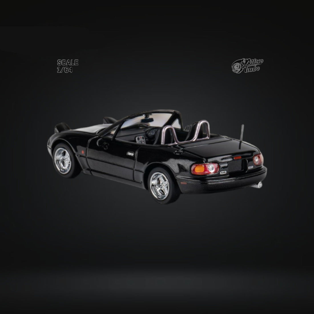 Eunos Roadster MX-5 Customized Metallic Black 1:64 by MicroTurbo Angled Rear View