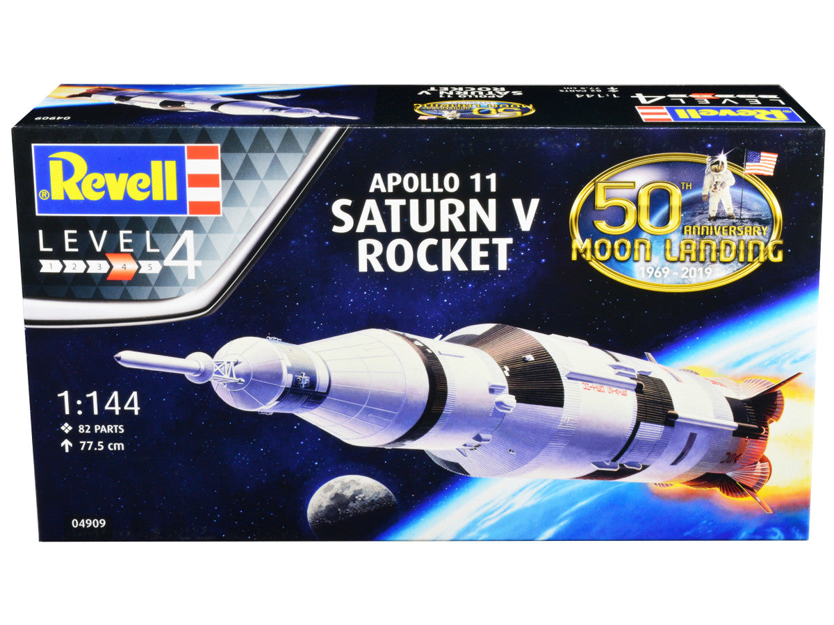 Level 4 Model Kit Apollo 11 Saturn V Rocket "50th Anniversary Moon Landing" 1/144 Scale Model by Revell-0