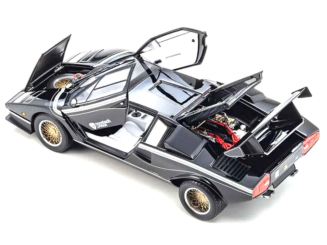 Lamborghini Countach LP 500R Black with White Interior 1/18 Diecast Model Car by Kyosho-2