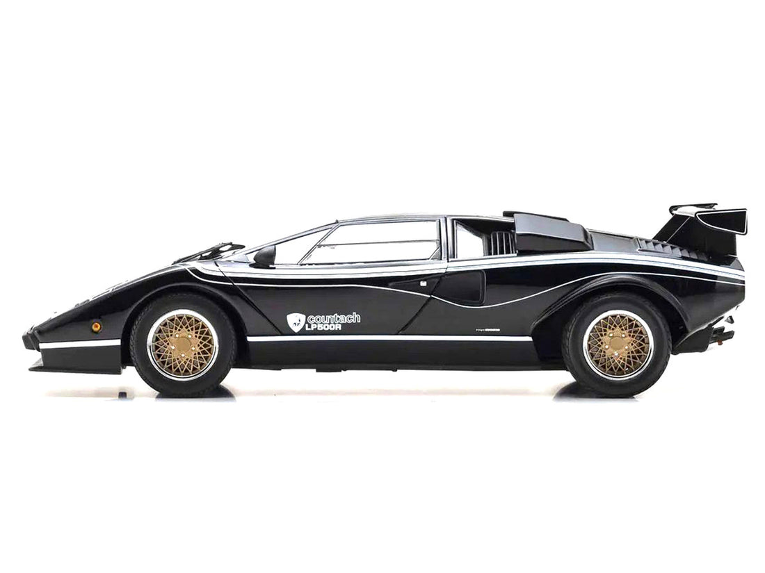 Lamborghini Countach LP 500R Black with White Interior 1/18 Diecast Model Car by Kyosho-3