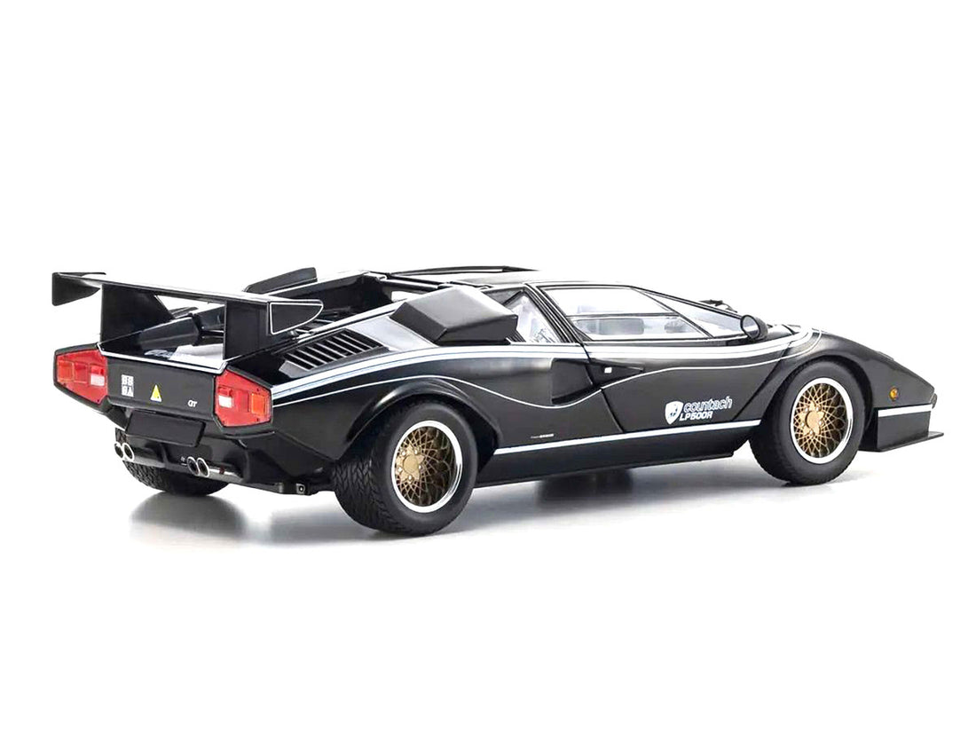 Lamborghini Countach LP 500R Black with White Interior 1/18 Diecast Model Car by Kyosho-4