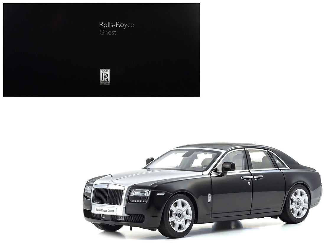 Rolls-Royce Ghost Black with Silver Metallic Hood 1/18 Diecast Model Car by Kyosho-0