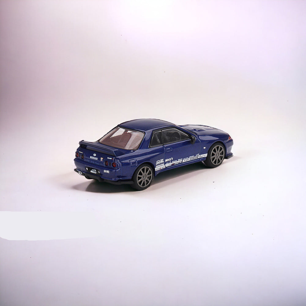 Nissan Skyline GT-R Top Secret VR32 Metallic Blue #589 1:64 By Mini-GT MGT00589 Angled Rear View