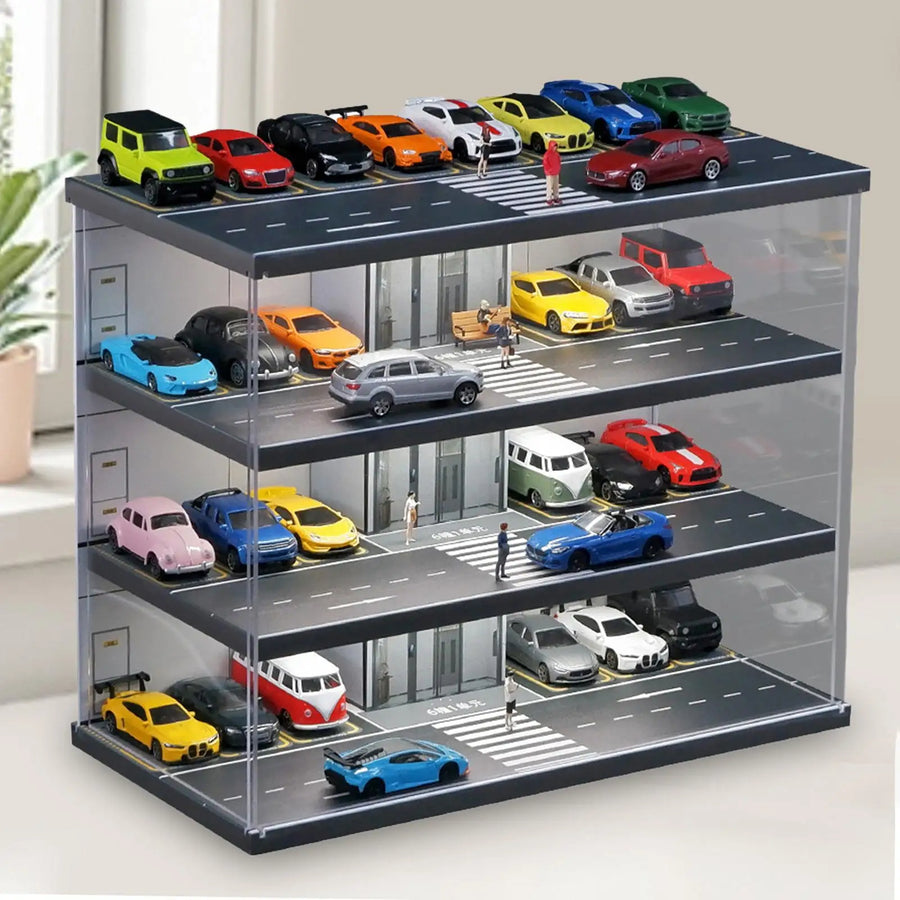 Parking Lot Vehicle Garage Showcase 1:64 Scale with display cars