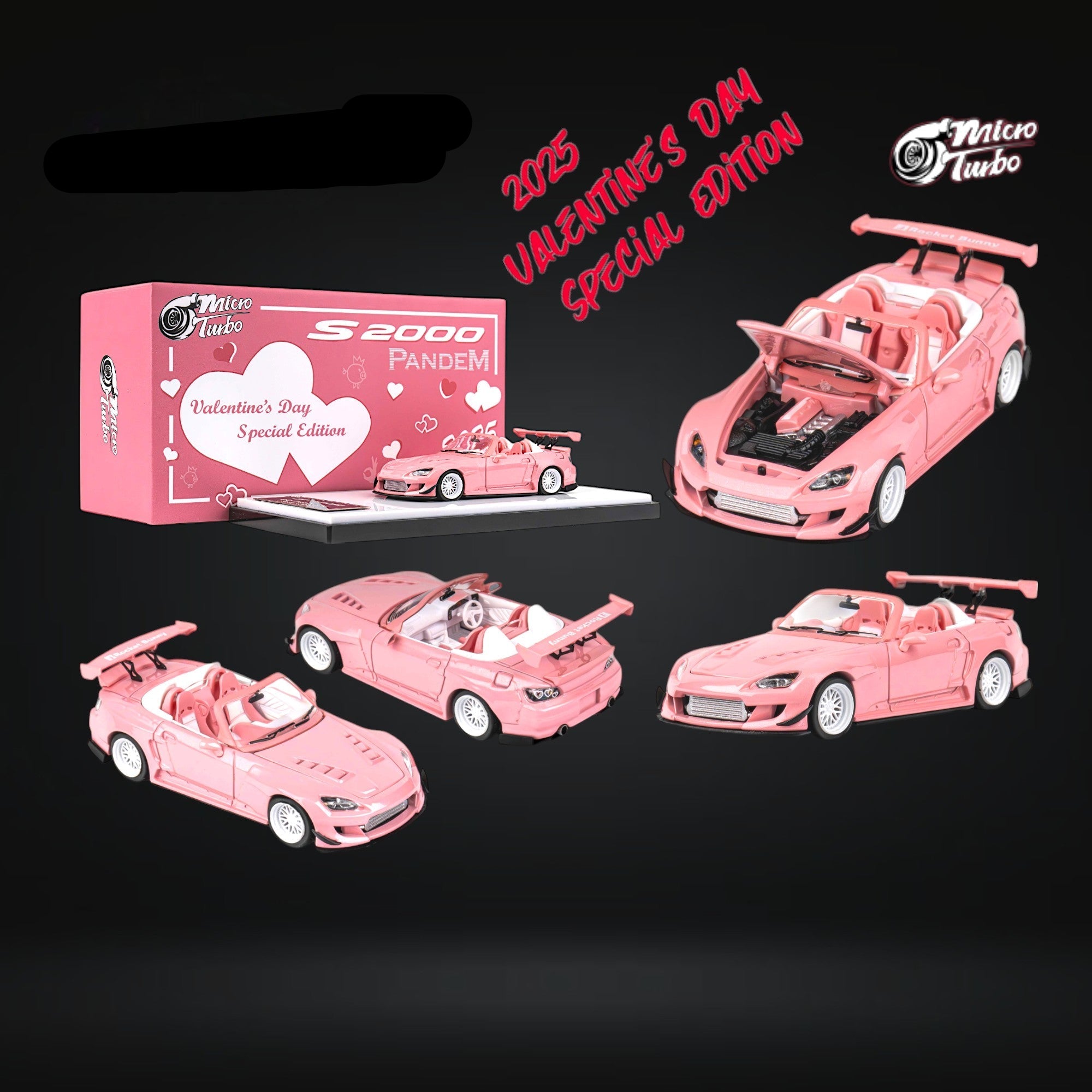 Honda Custom S2000 Rocket Bunny Valentine's Pink 1:64 by Microturbo