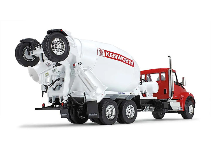 Kenworth T880S Truck with McNeilus Bridgemaster Cement Mixer Red and White 1/34 Diecast Model by First Gear-1