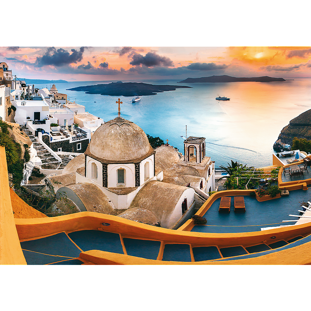 Fairytale Santorini, Puzzle of Greece, Island Paradise and Ocean Scene, Adult Puzzles, 1000 Piece by Trefl 10445
