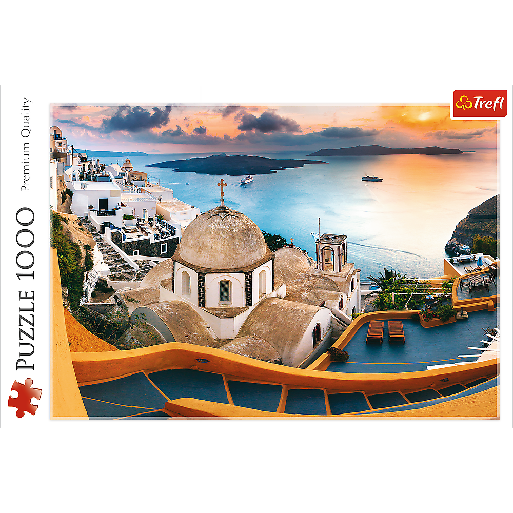 Fairytale Santorini, Puzzle of Greece, Island Paradise and Ocean Scene, Adult Puzzles, 1000 Piece by Trefl 10445