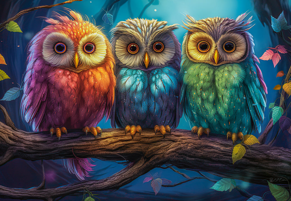1000 Piece Jigsaw Puzzle, Three Little Owls, Animal Puzzles, Colorful birds, Adult Puzzle, Castorland C-105175-2 2