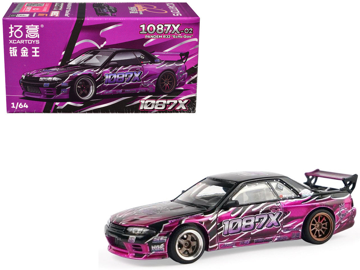 Pandem R32 "Echo Gao - 1087X" Black and Purple 1/64 Diecast Model Car by XCarToys