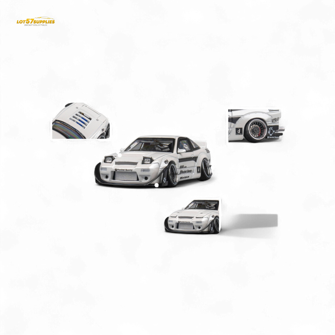 Nissan Custom 180SX - Pandem Rocket Bunny White 1:64 by MicroTurbo