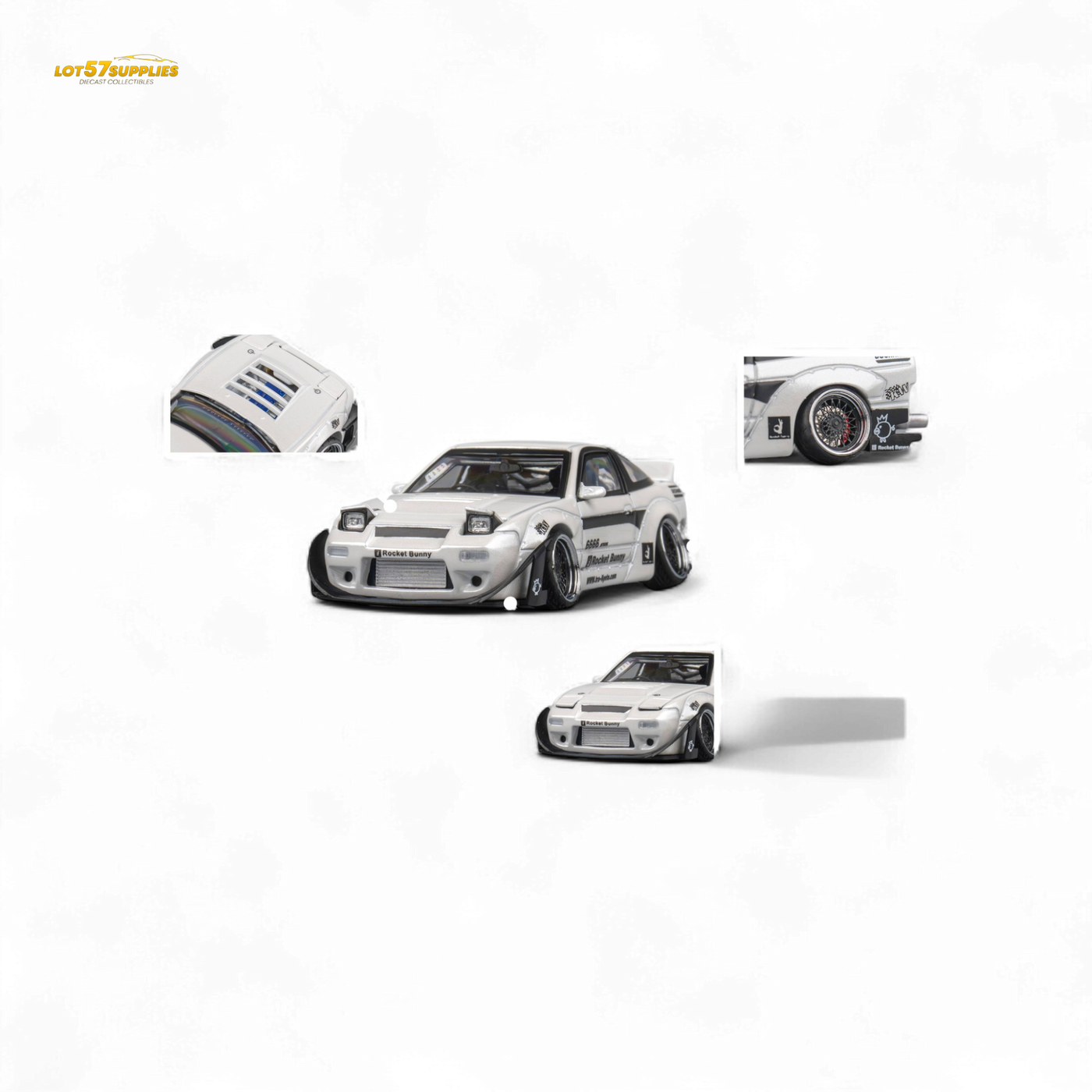 Rocket Bunny 180SX 白 Micro Turbo M018 Micro Turbo 1:64 180SX Rocket Bunny Metal white Diecast