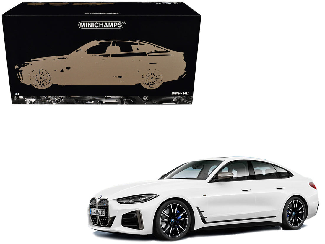 BMW i4 White Metallic 1/18 Diecast Model Car by Minichamps-2