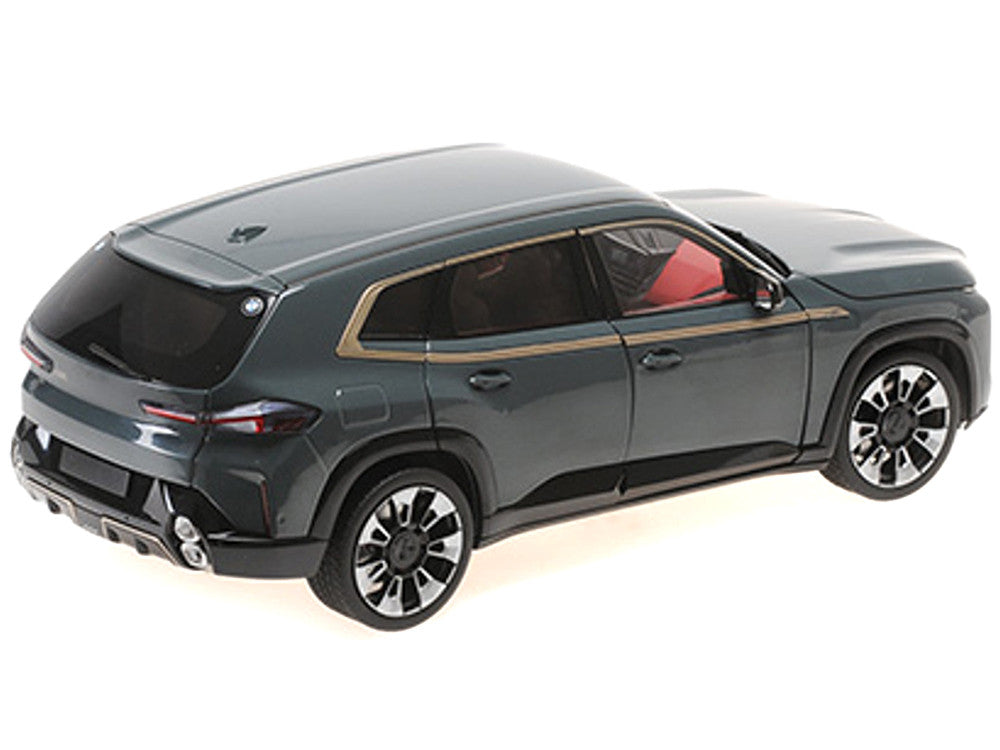 2023 BMW XM Dark Green Metallic with Gold Stripes 1/18 Diecast Model Car by Minichamps-0