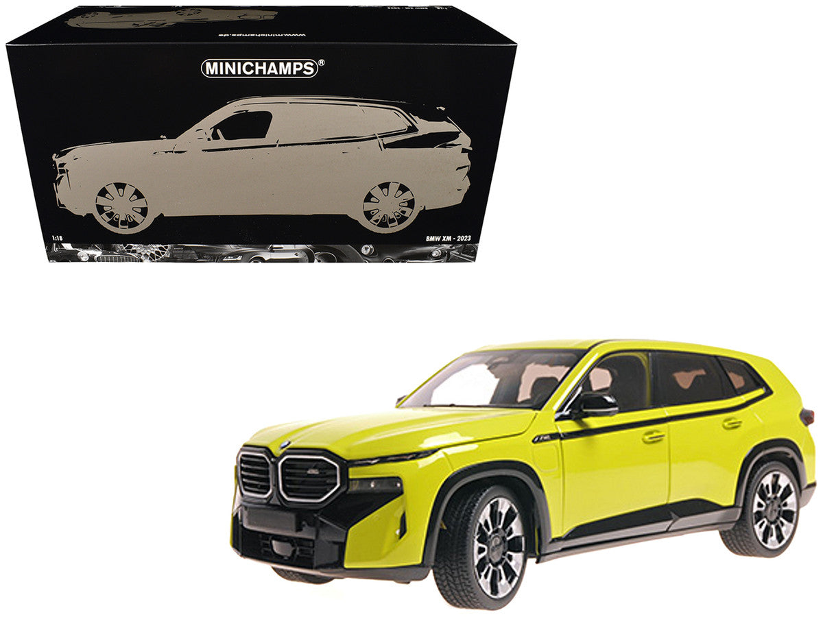 2023 BMW XM Yellow with Black Stripes 1/18 Diecast Model Car by Minichamps-3