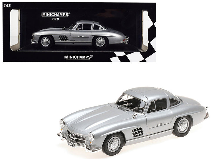 1955 Mercedes Benz 300 SL (W198) Silver Limited Edition to 600 pieces Worldwide 1/18 Diecast Model Car by Minichamps-0