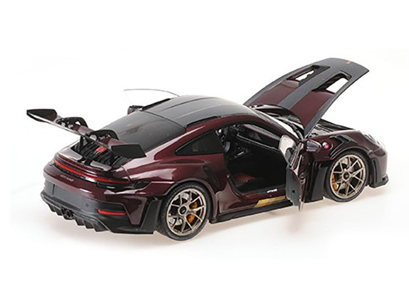 Porsche 2024 911 GT3 RS #5 Purple with Carbon Top and Hood Stripes Limited Edition to 400 pieces Worldwide 1/18 Diecast Model Car by Minichamps 3
