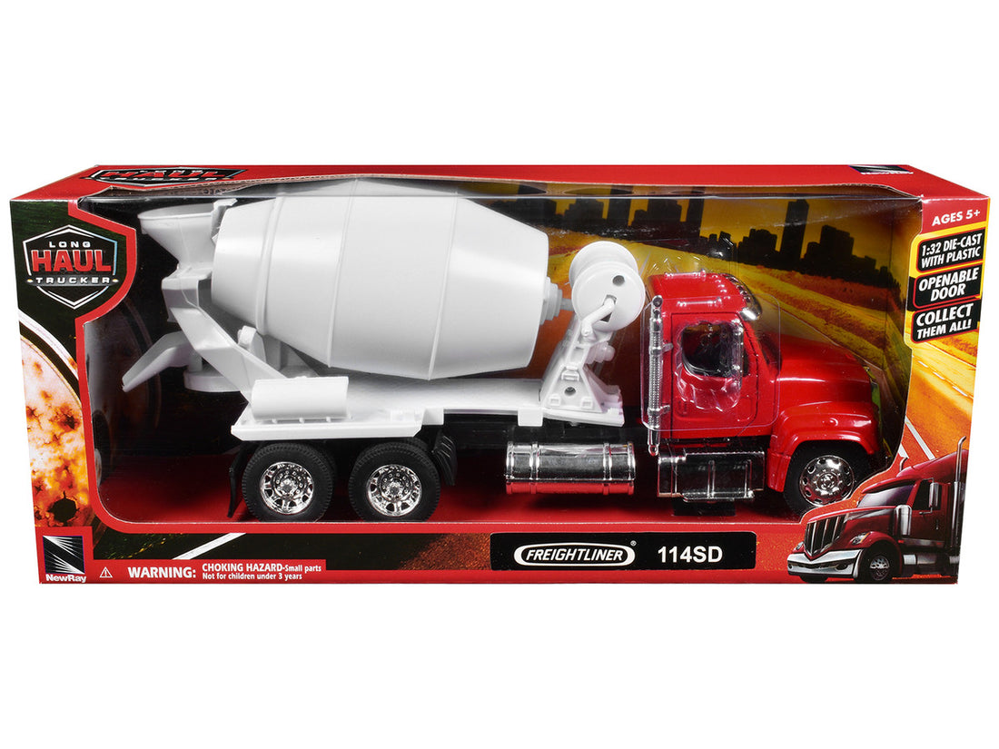 Freightliner 114SD Cement Mixer Red and White "Long Haul Truckers" Series 1/32 Diecast Model by New Ray-0