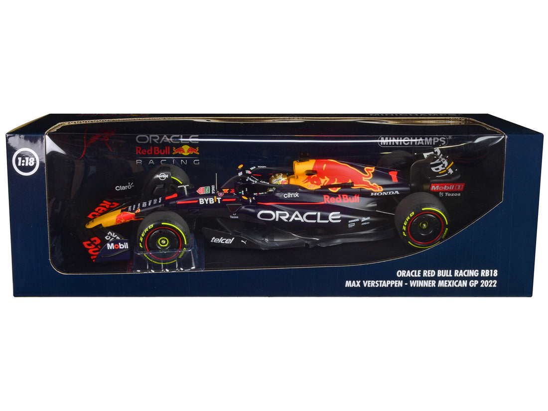 Red Bull Racing RB18 #1 Max Verstappen "Oracle" Winner F1 Formula One "Mexican GP" (2022) with Driver Limited Edition to 258 pieces Worldwide 1/18 Diecast Model Car by Minichamps-0