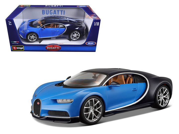 2016 Bugatti Chiron Blue 1/18 Diecast Model Car by Bburago-0