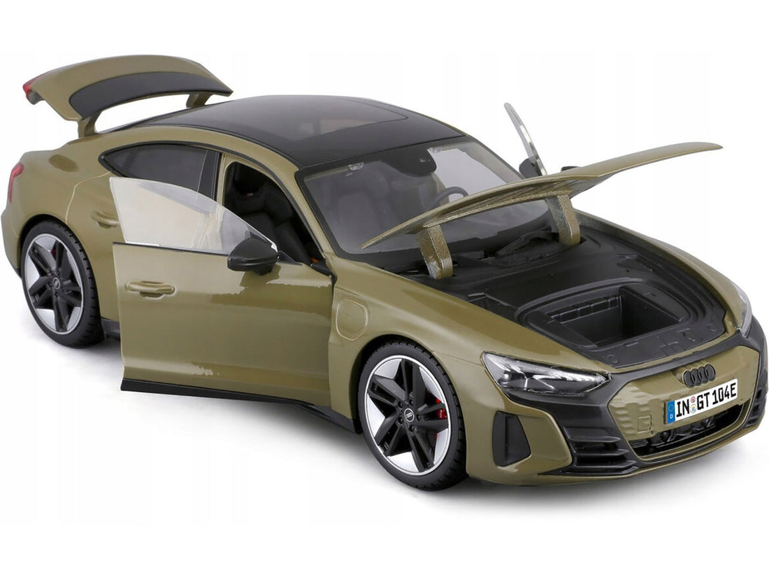 2022 Audi RS e-tron GT Dark Green with Sunroof 1/18 Diecast Model Car by Bburago-1