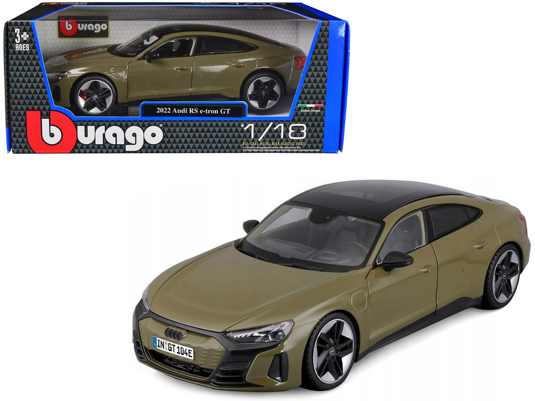 2022 Audi RS e-tron GT Dark Green with Sunroof 1/18 Diecast Model Car by Bburago-0