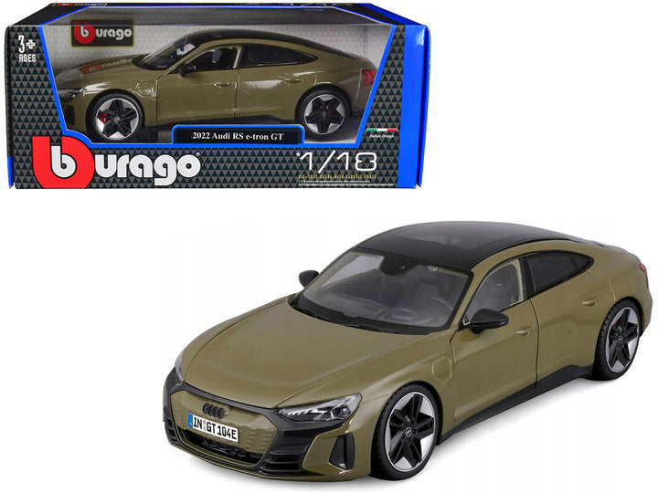 2022 Audi RS e-tron GT Dark Green with Sunroof 1/18 Diecast Model Car by Bburago-0