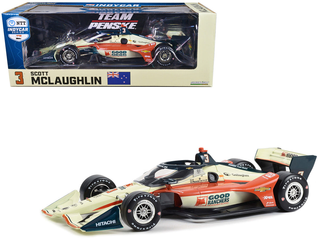 Dallara IndyCar #3 Scott McLaughlin "Good Ranchers" Team Penske (Road Course Configuration) "NTT IndyCar Series" (2023) 1/18 Diecast Model Car by Greenlight-0