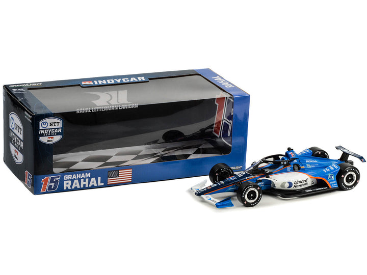 Dallara IndyCar #15 Graham Rahal "United Rentals" Rahal Letterman Lanigan Racing "NTT IndyCar Series" (2023) 1/18 Diecast Model Car by Greenlight-1