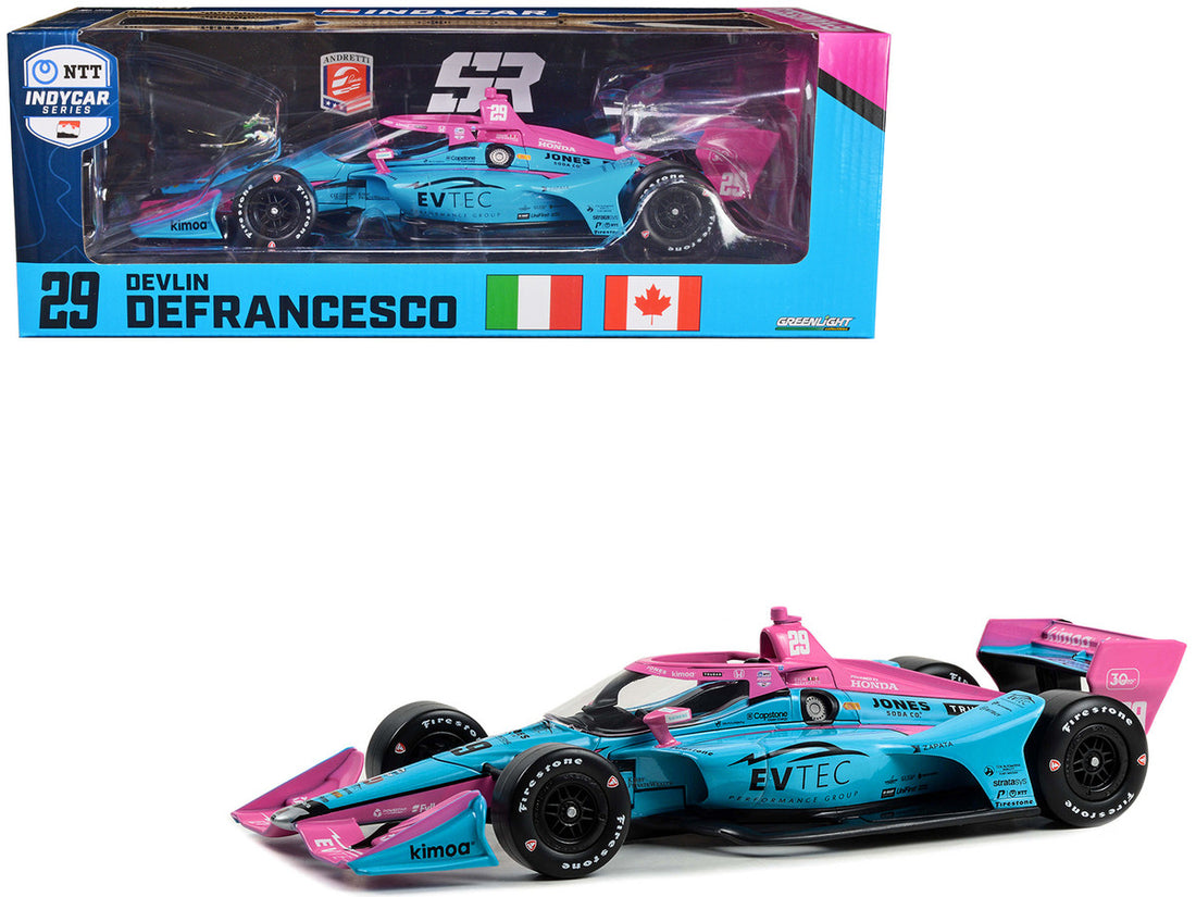 Dallara IndyCar #29 Devlin DeFrancesco "EVTEC Performance Group" Andretti Steinbrenner Autosport (Road Course Configuration) "NTT IndyCar Series" (2023) 1/18 Diecast Model Car by Greenlight-0