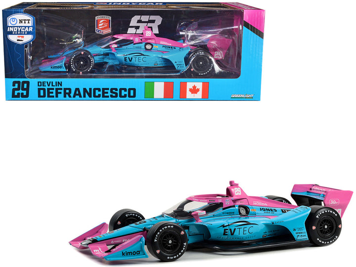 Dallara IndyCar #29 Devlin DeFrancesco "EVTEC Performance Group" Andretti Steinbrenner Autosport (Road Course Configuration) "NTT IndyCar Series" (2023) 1/18 Diecast Model Car by Greenlight-0