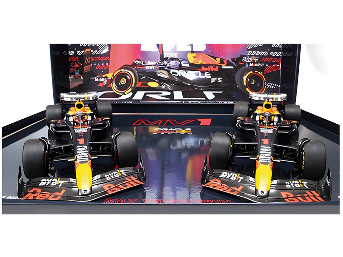 Red Bull Racing RB19 #1 Max Verstappen "Oracle" F1 Formula One "Qatar GP" (2023) Set of 2 Cars Limited Edition to 499 pieces Worldwide 1/18 Diecast Model Cars by Minichamps-1