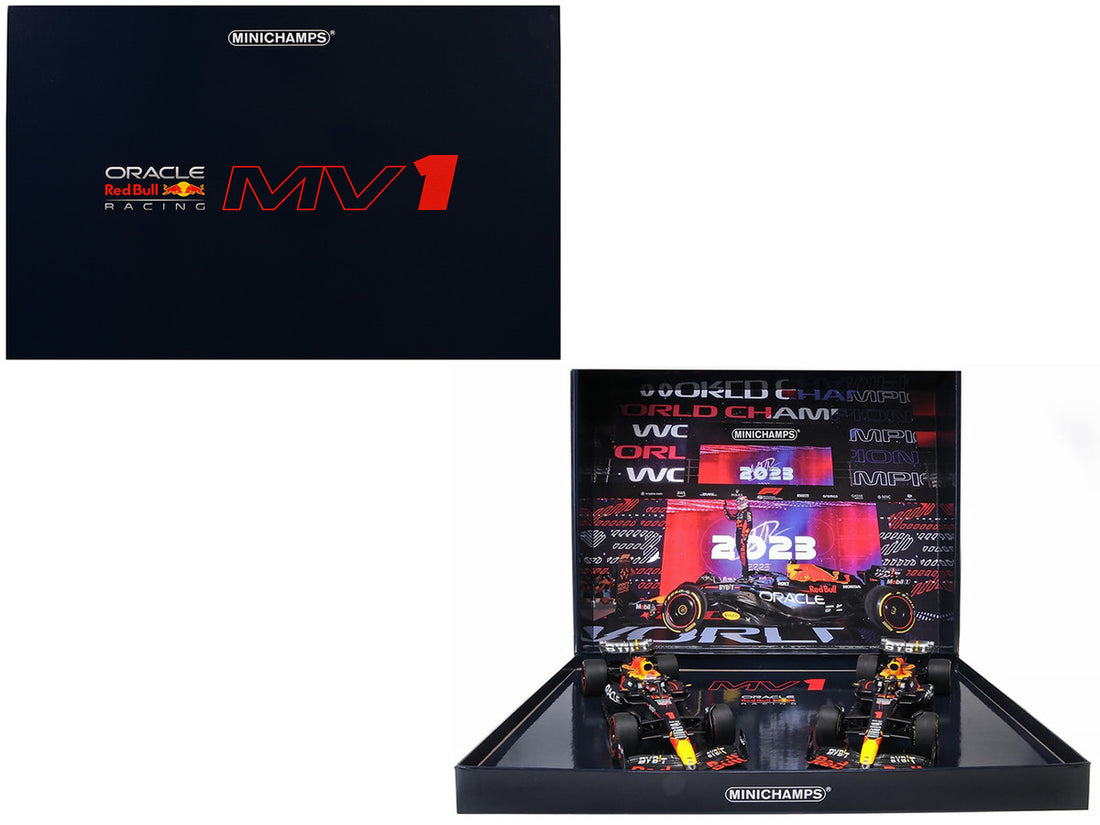 Red Bull Racing RB19 #1 Max Verstappen "Oracle" F1 Formula One "Qatar GP" (2023) Set of 2 Cars Limited Edition to 499 pieces Worldwide 1/18 Diecast Model Cars by Minichamps-0