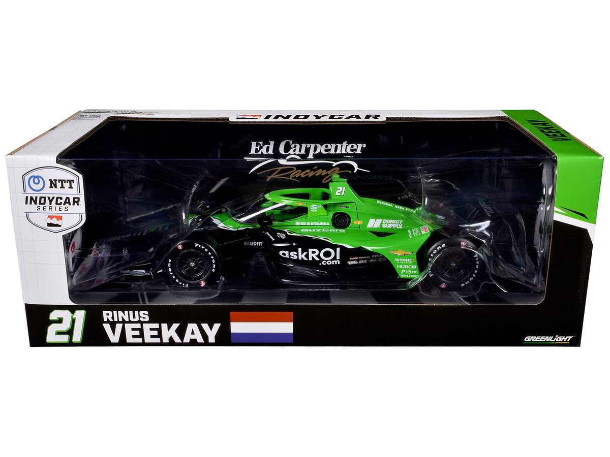 Dallara IndyCar #21 Rinus VeeKay "Risk On International" Ed Carpenter Racing "NTT IndyCar Series" (2024) 1/18 Diecast Model Car by Greenlight-2
