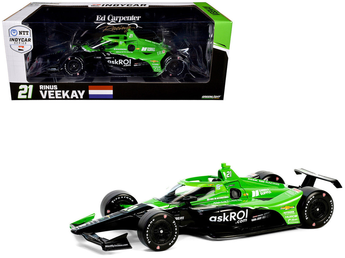 Dallara IndyCar #21 Rinus VeeKay "Risk On International" Ed Carpenter Racing "NTT IndyCar Series" (2024) 1/18 Diecast Model Car by Greenlight-0