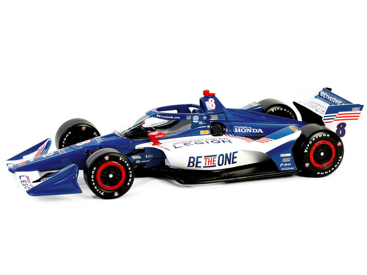 Dallara IndyCar #8 Linus Lundqvist "The American Legion" Chip Ganassi Racing (Road Course Configuration) "NTT IndyCar Series" (2024) 1/18 Diecast Model Car by Greenlight-1