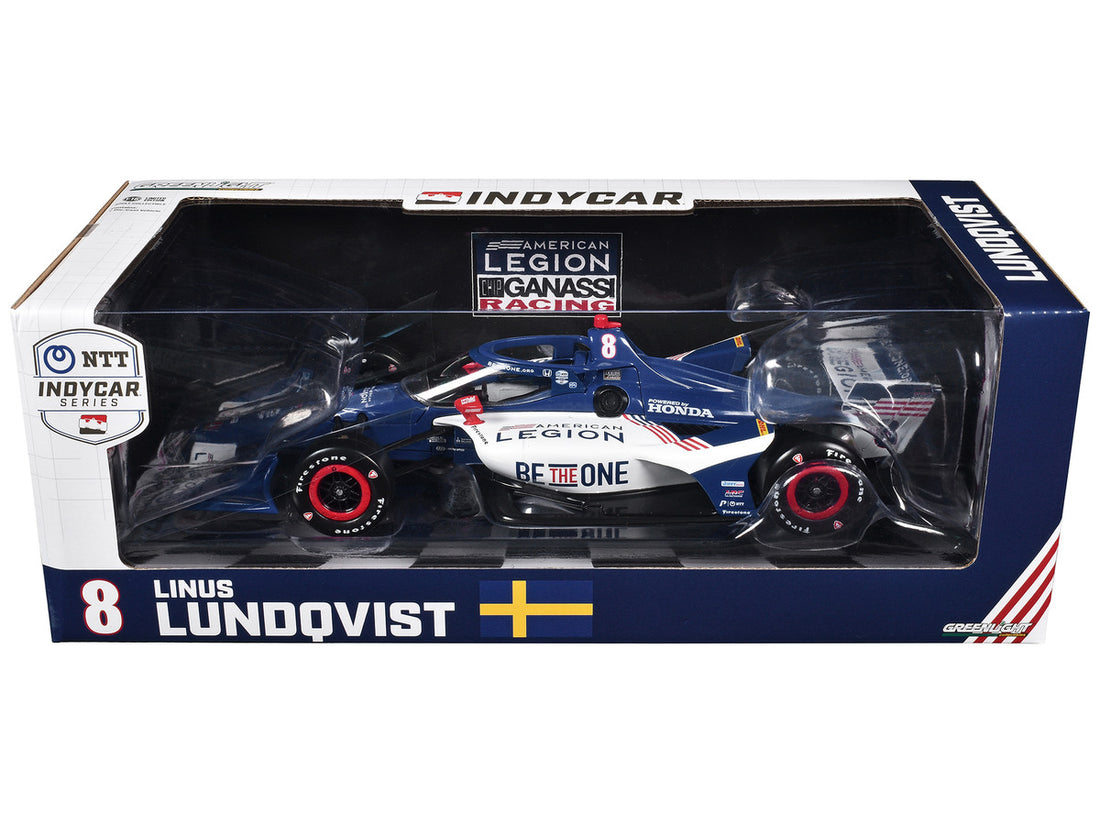 Dallara IndyCar #8 Linus Lundqvist "The American Legion" Chip Ganassi Racing (Road Course Configuration) "NTT IndyCar Series" (2024) 1/18 Diecast Model Car by Greenlight-2