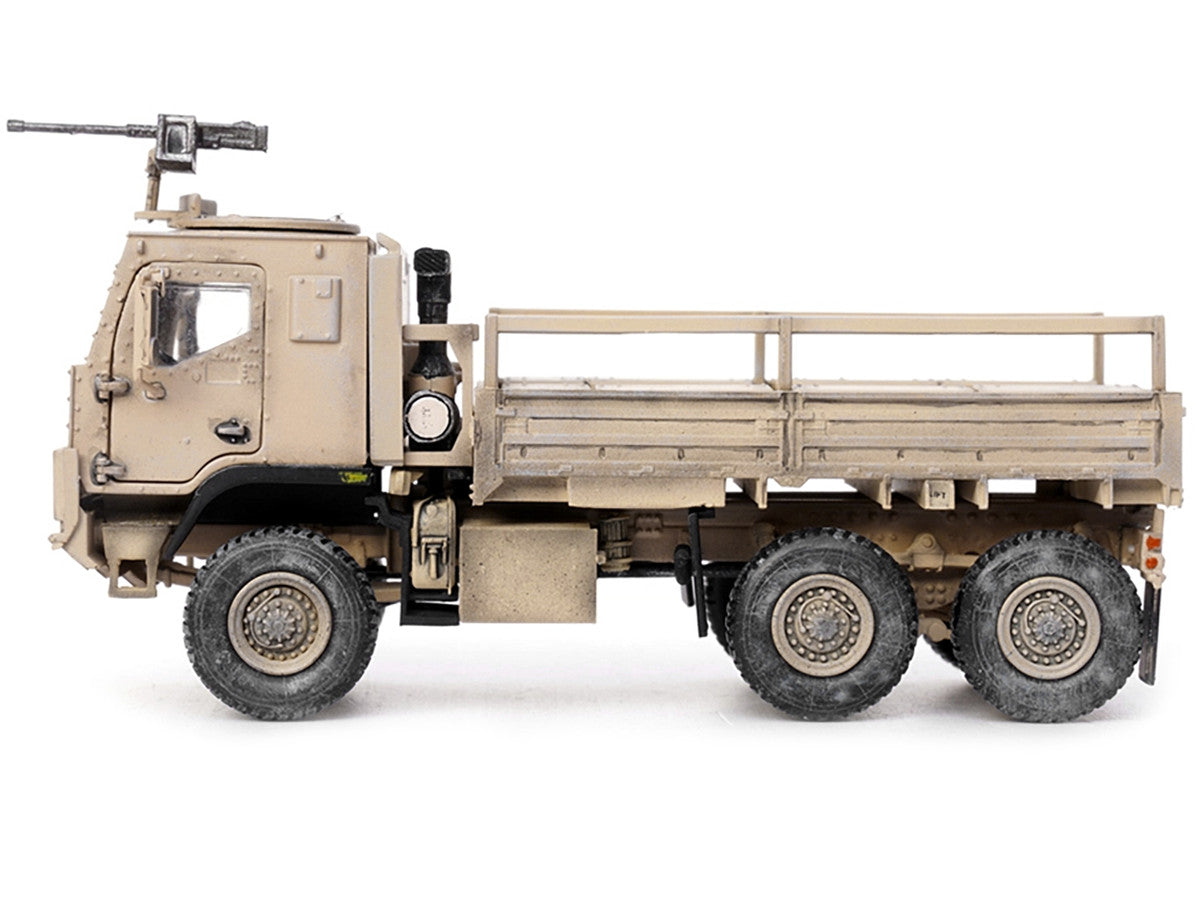 M1083 MTV (Medium Tactical Vehicle) Armored Cab Cargo Truck with Turret Desert Camouflage "US Army" "Armor Premium" Series 1/72 Diecast Model by Panzerkampf-1