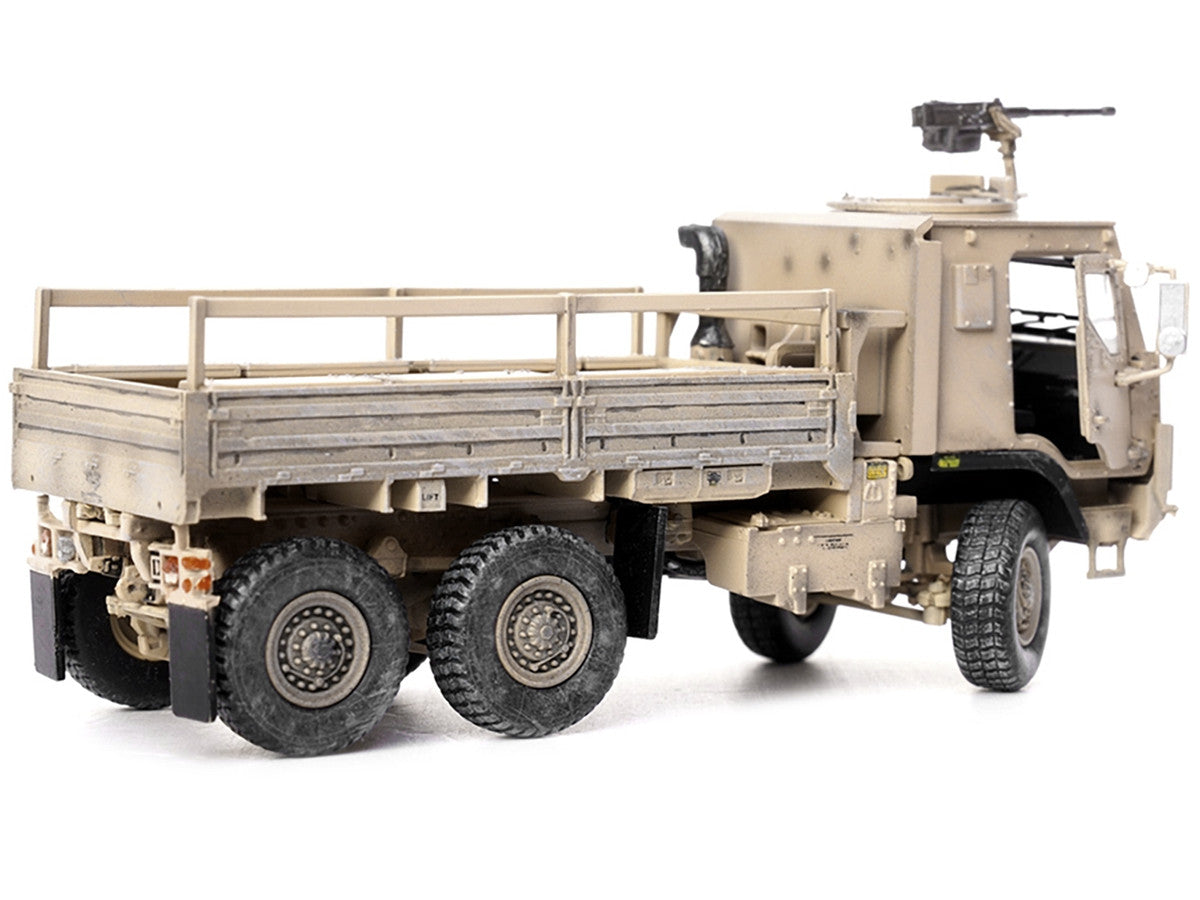 M1083 MTV (Medium Tactical Vehicle) Armored Cab Cargo Truck with Turret Desert Camouflage "US Army" "Armor Premium" Series 1/72 Diecast Model by Panzerkampf-4